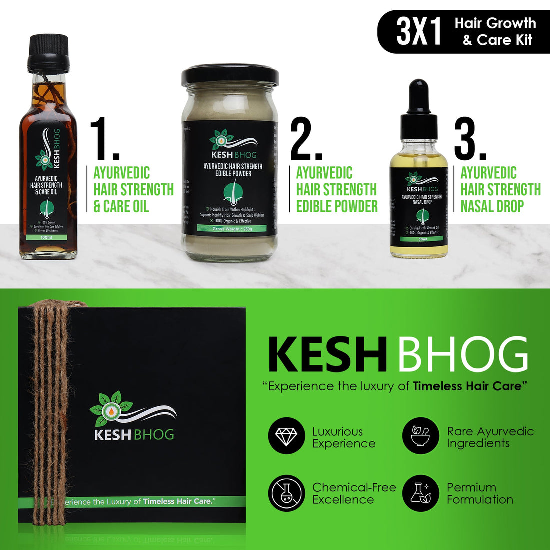 KeshBhog Ritual: The Ultimate 3-Step Hair Care Routine